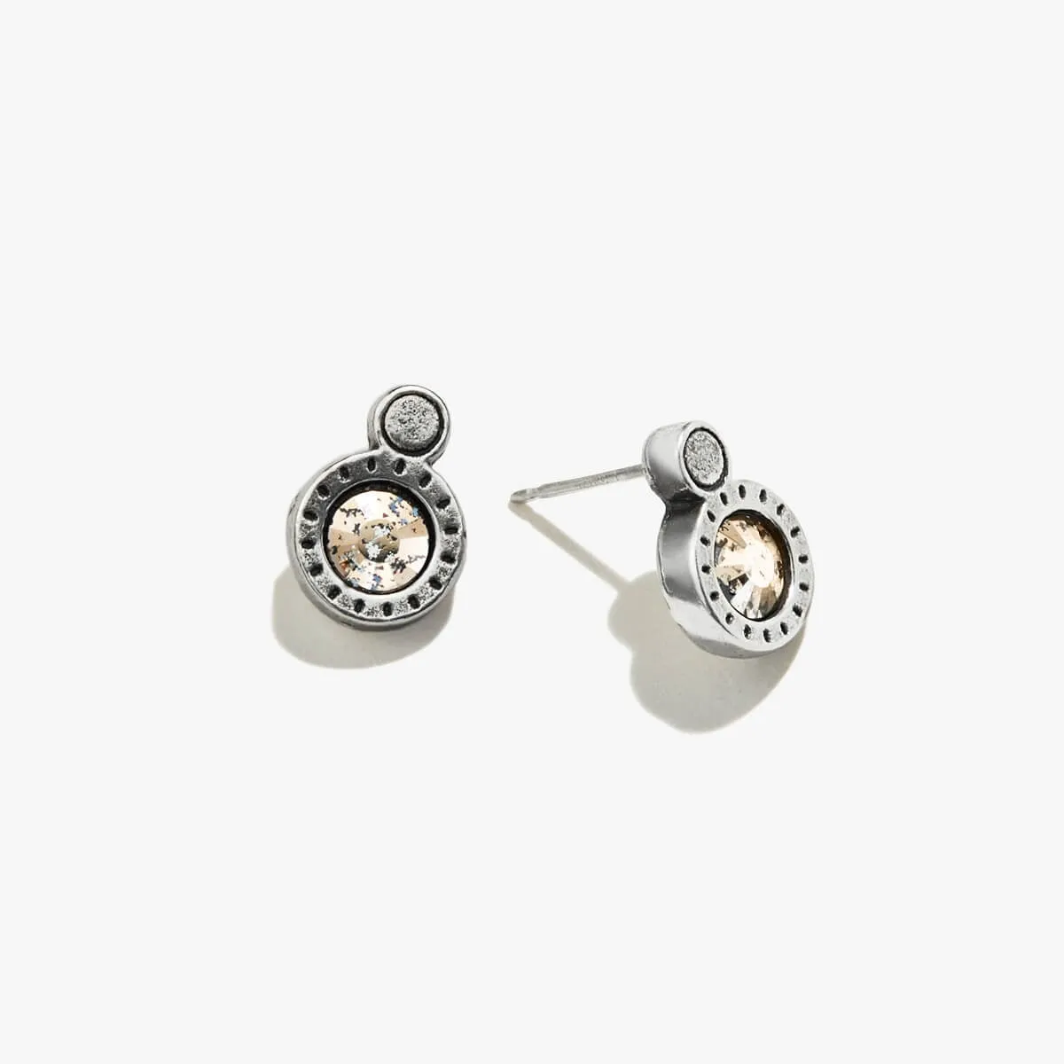 Rose Crystal Patina Stone Stud Earrings