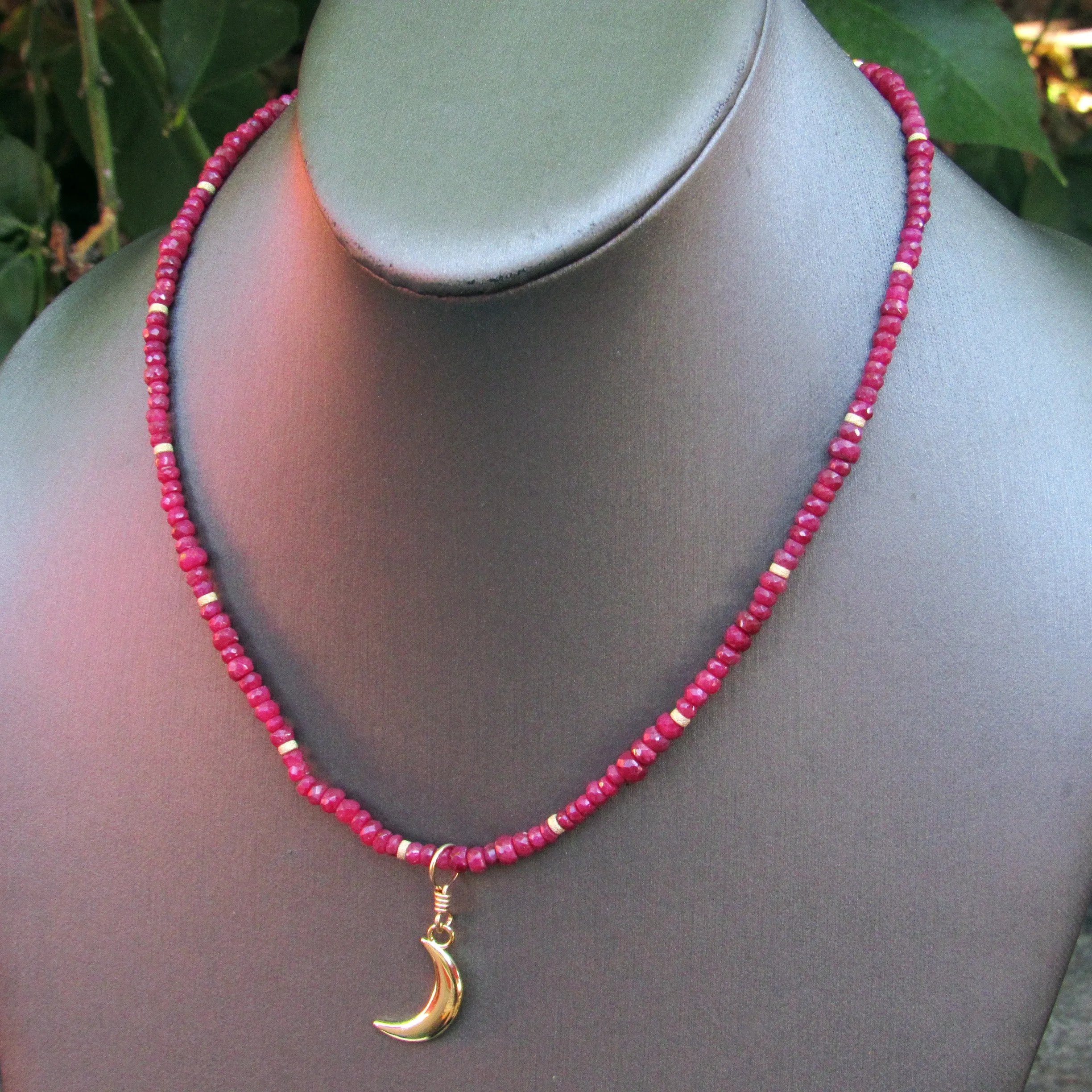 Ruby and Gold Moon choker Necklace