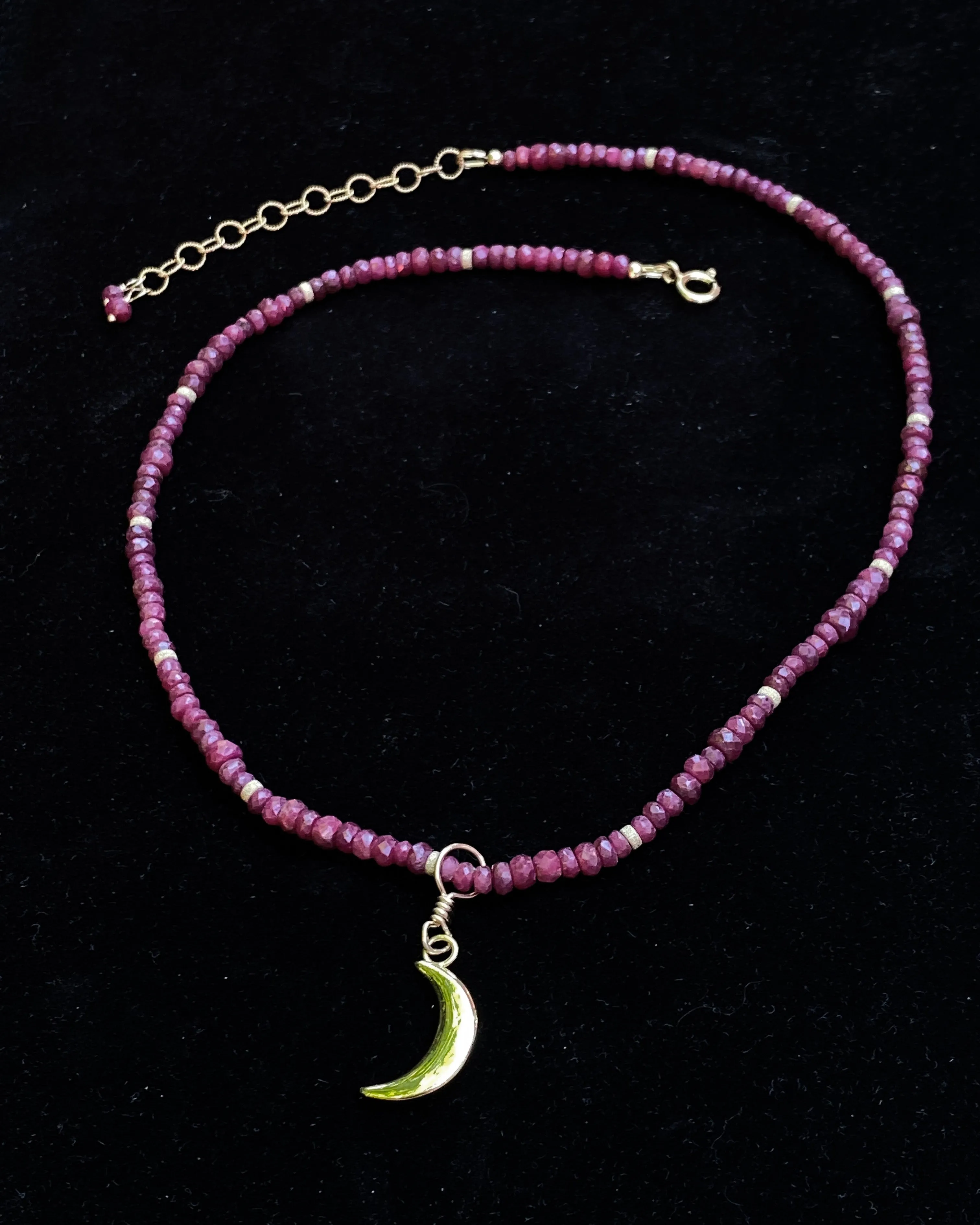 Ruby and Gold Moon choker Necklace