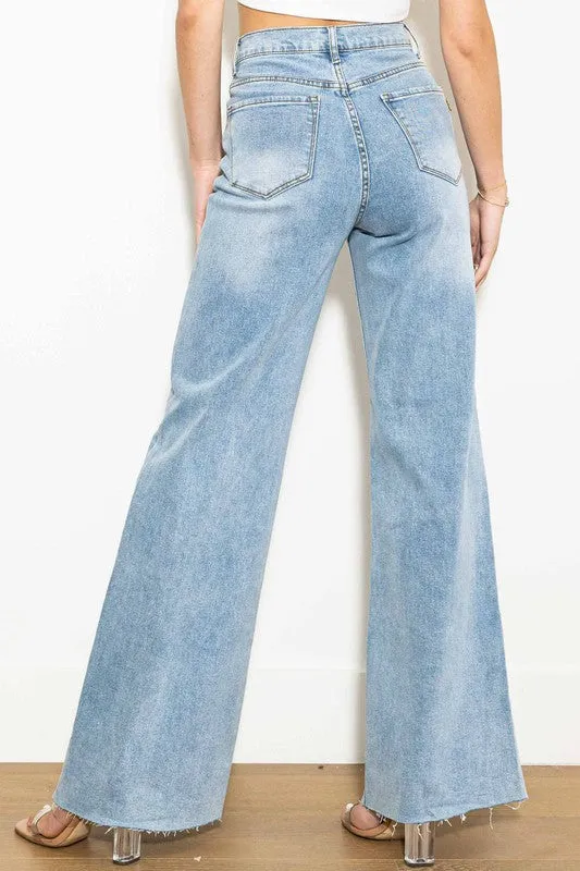 Saylor Criss Cross High Waisted Wide Leg Jeans [online exclusive]