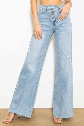 Saylor Criss Cross High Waisted Wide Leg Jeans [online exclusive]