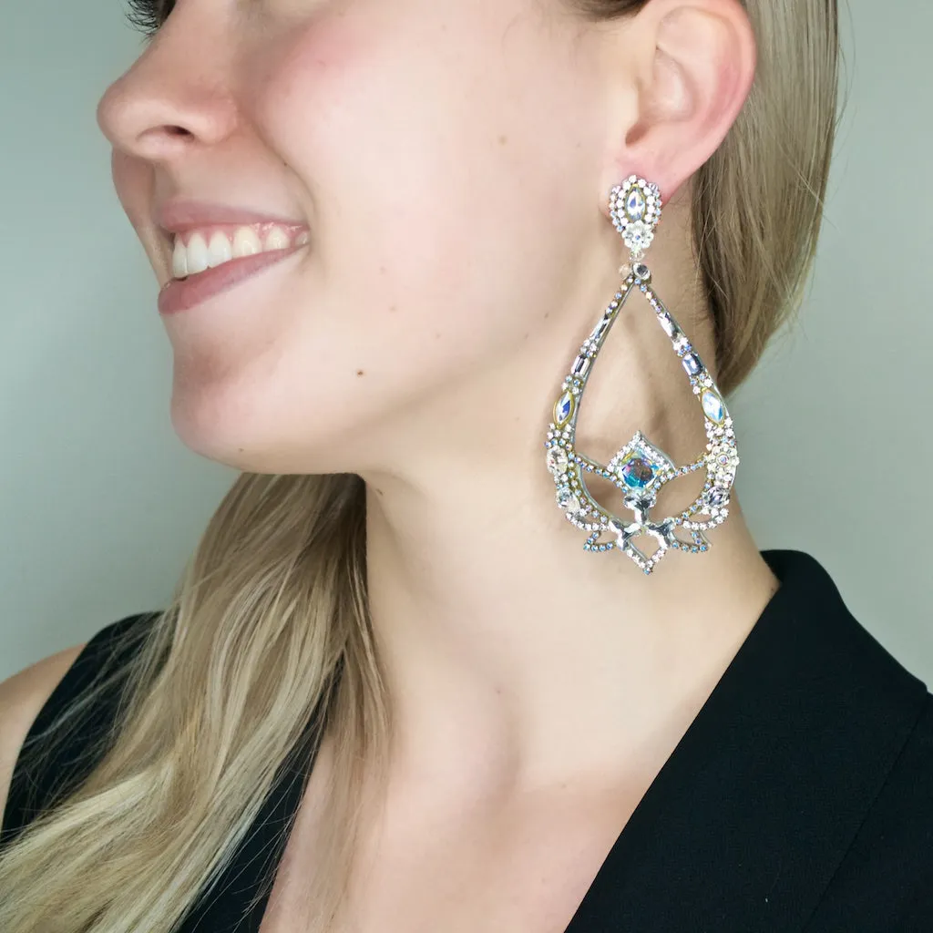 Silver and Crystal Pendant Earrings by DUBLOS