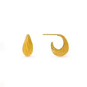 Tapered Dome Twist Hoop Earrings