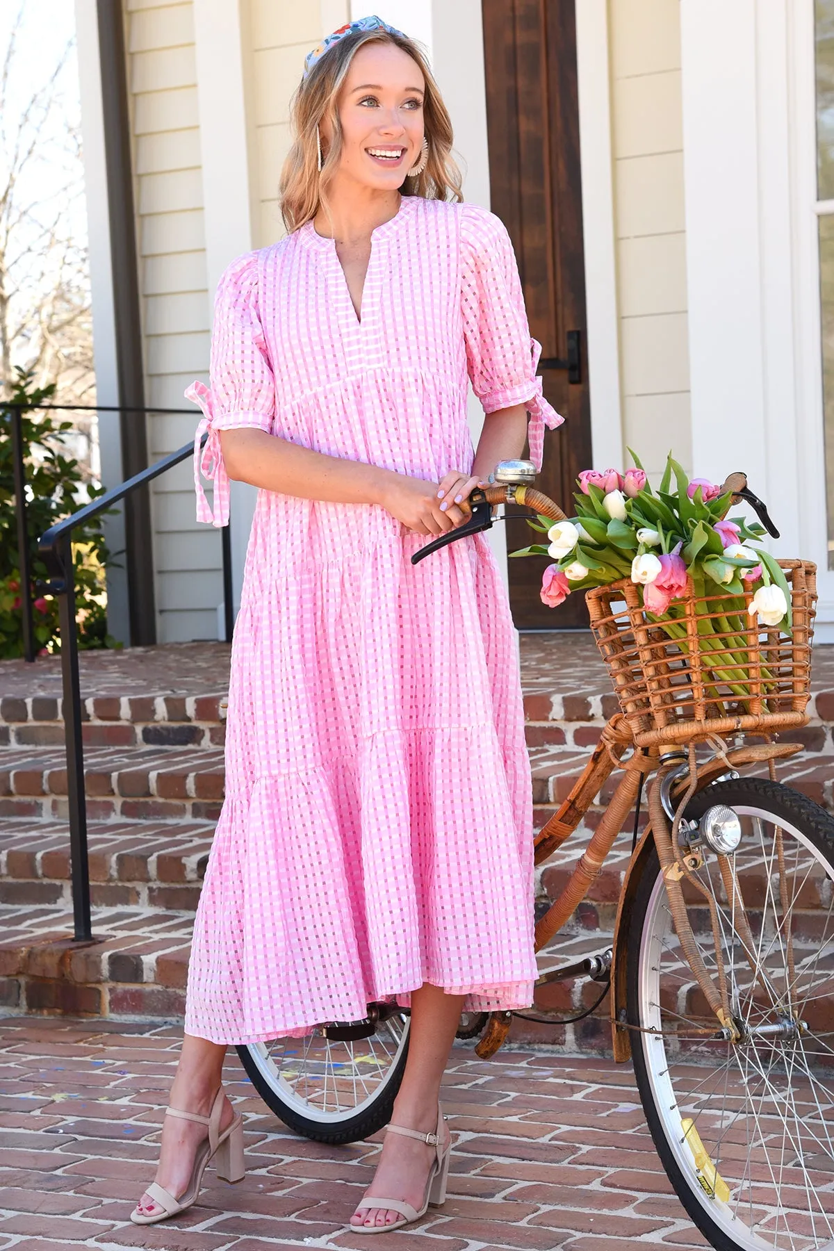 TELL A STORY MIDI DRESS -PINK