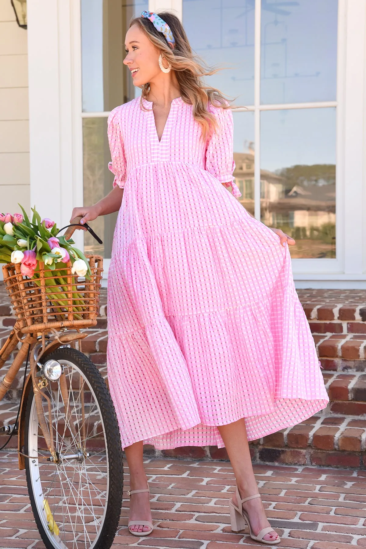 TELL A STORY MIDI DRESS -PINK