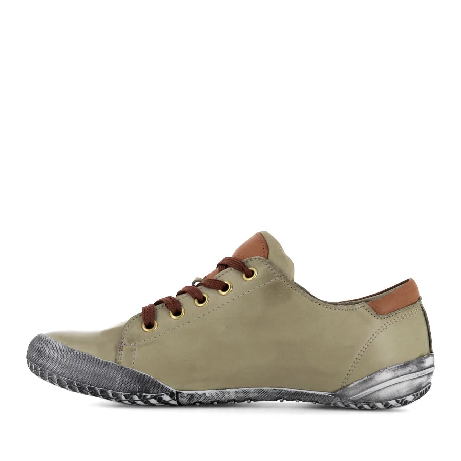 TESS - KHAKI/BRANDY LEATHER