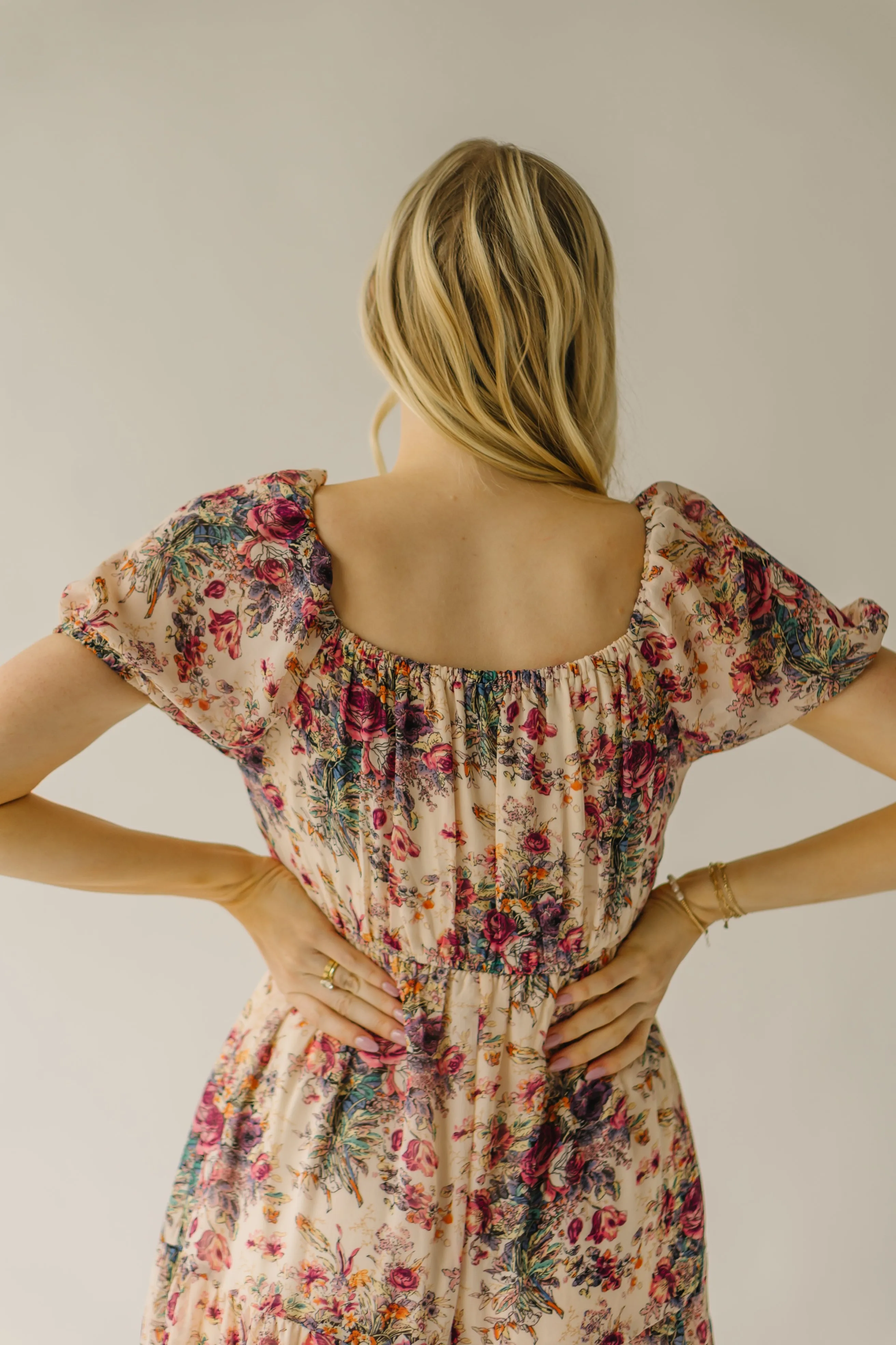 The Stratford Chiffon Floral Dress in Cream Multi