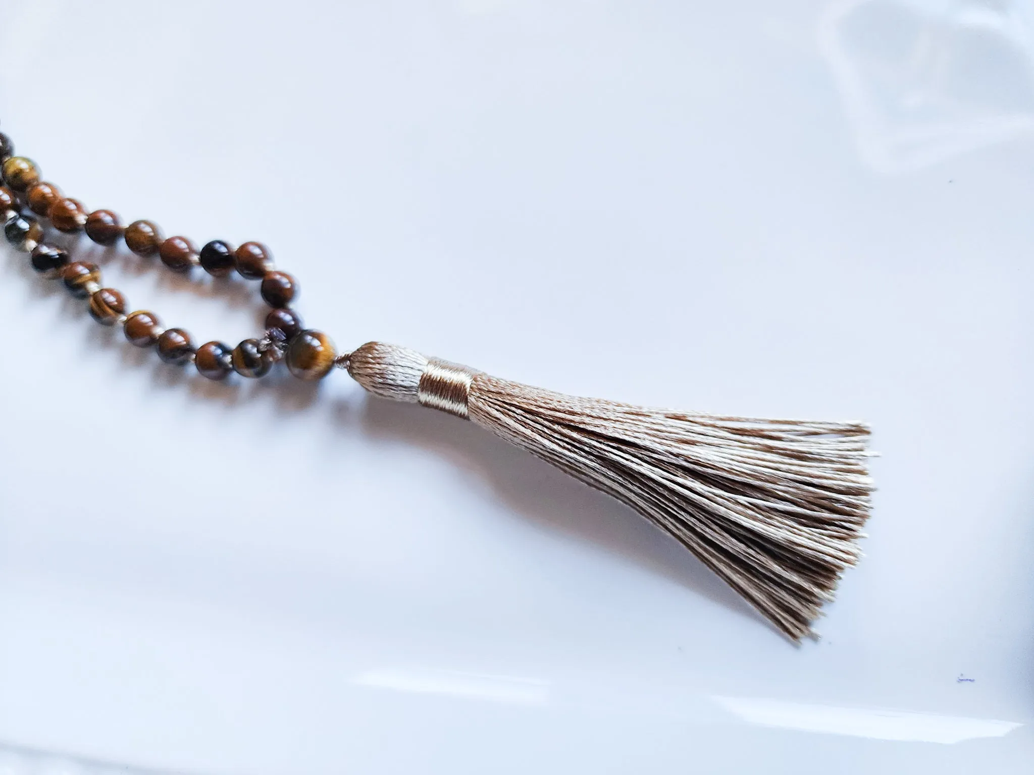 Tiger Eye Crystal Bead Knotted Mala