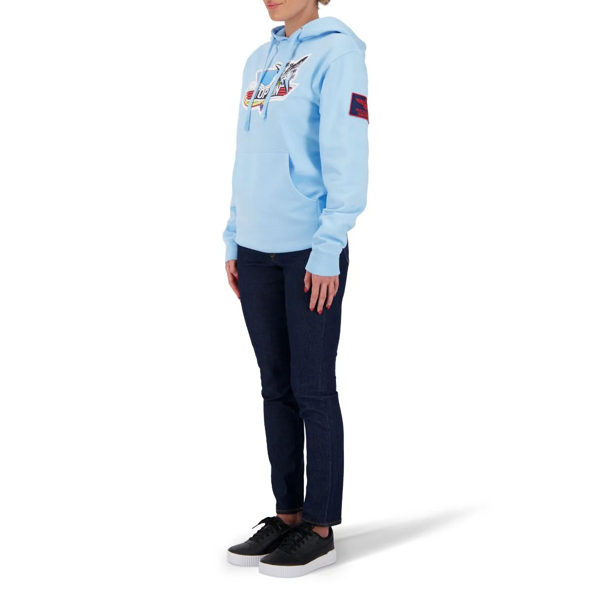 TOP GUN Unisex Retro Logo Hoodie - LIGHT BLUE