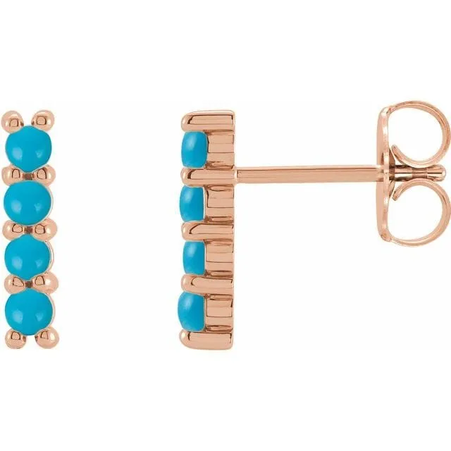 Turquoise Bar Studs Gold or Platinum Earrings