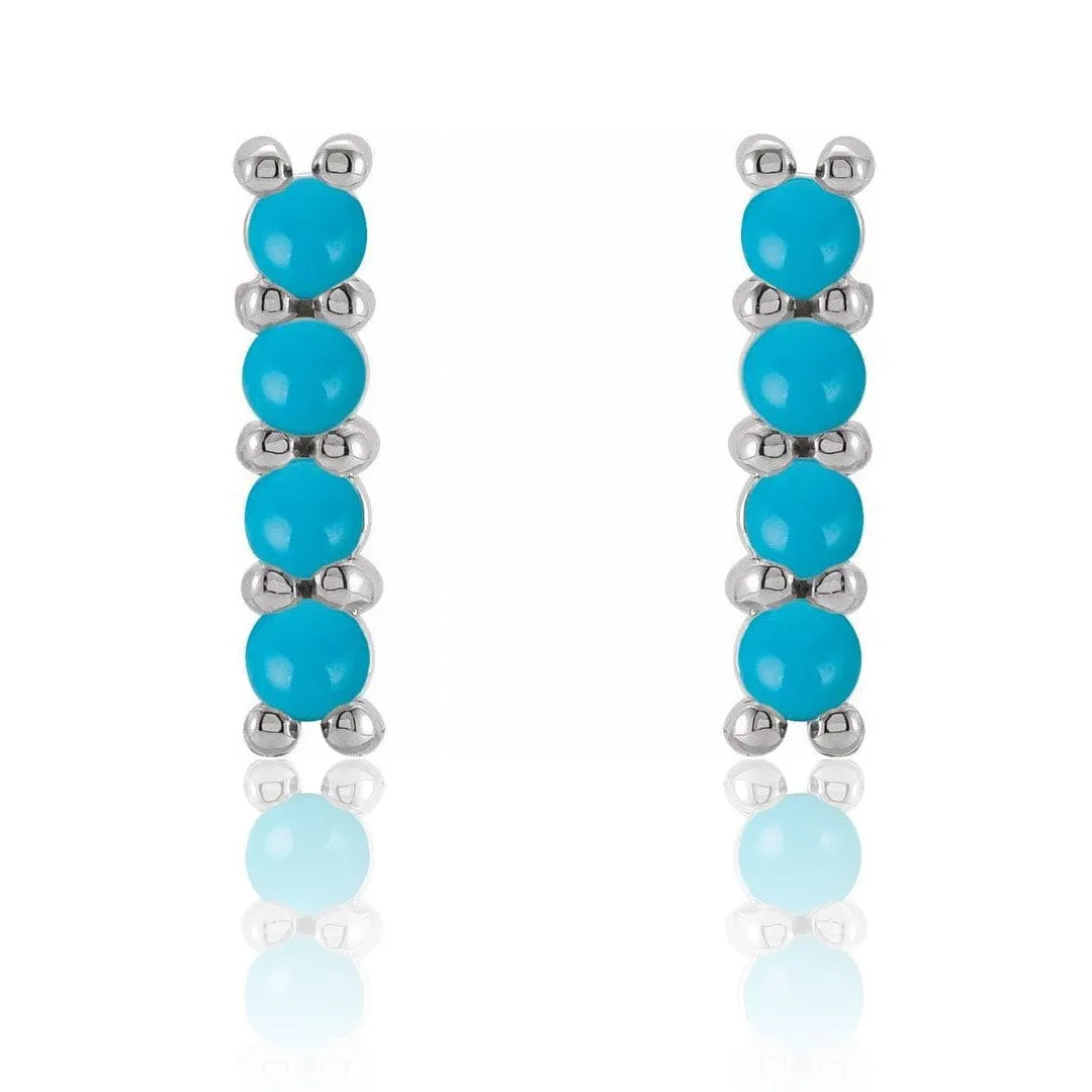 Turquoise Bar Studs Gold or Platinum Earrings