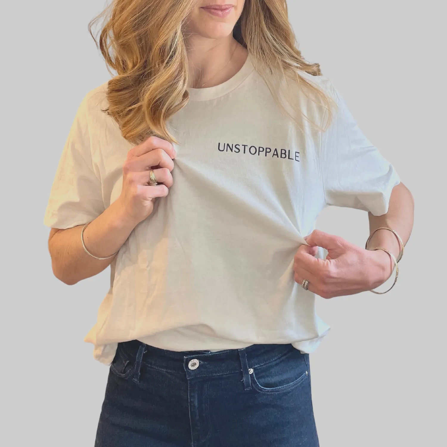 Unstoppable Woman T Shirt, Vintage White