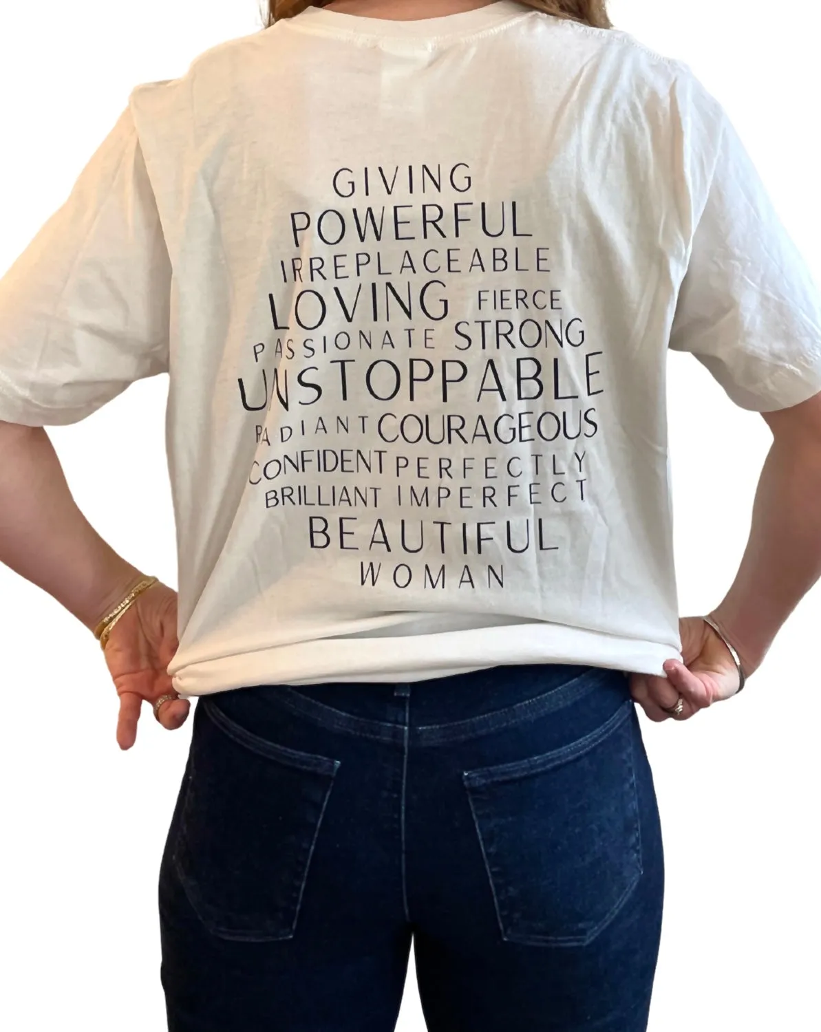 Unstoppable Woman T Shirt, Vintage White