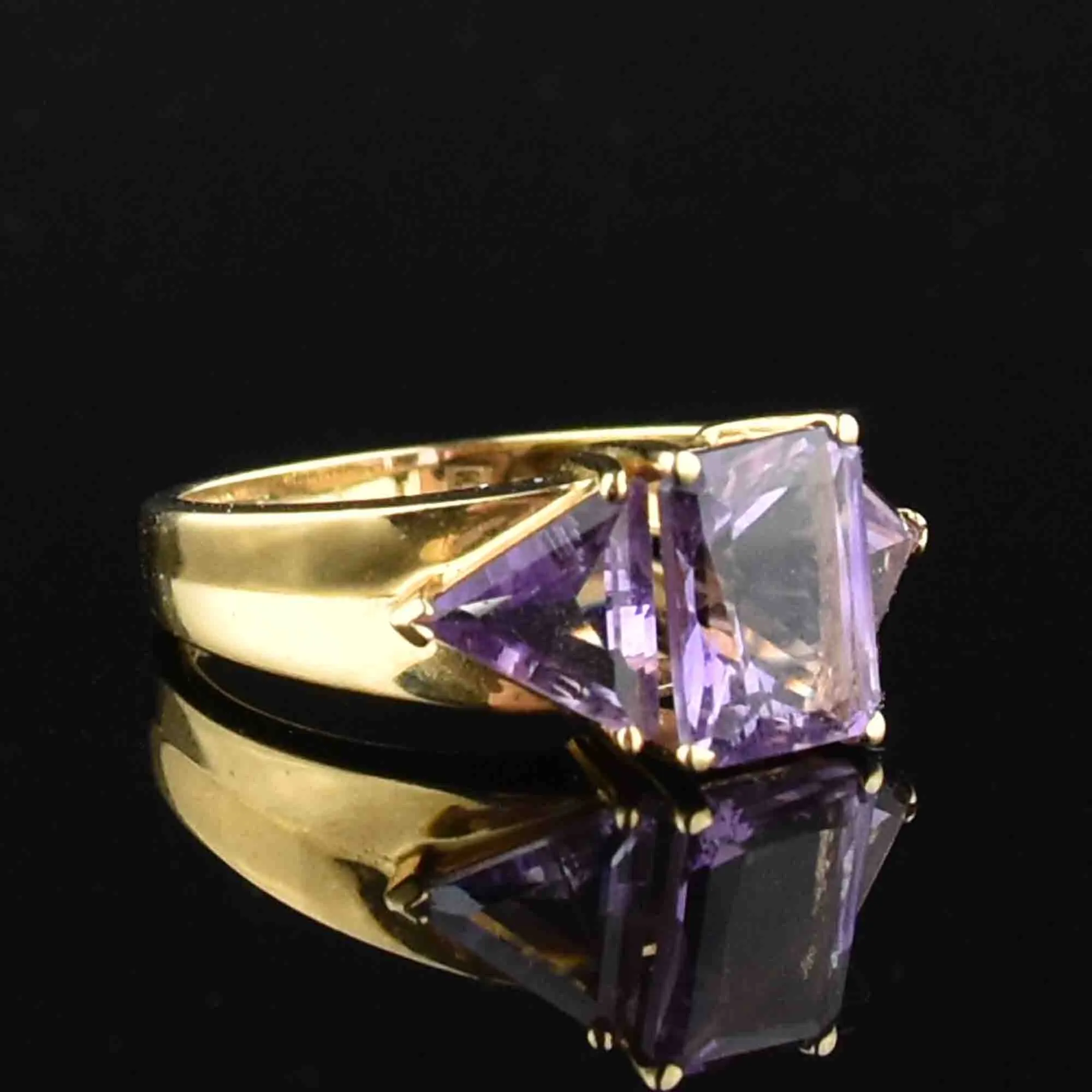 Vintage 14K Gold Amethyst Statement Ring