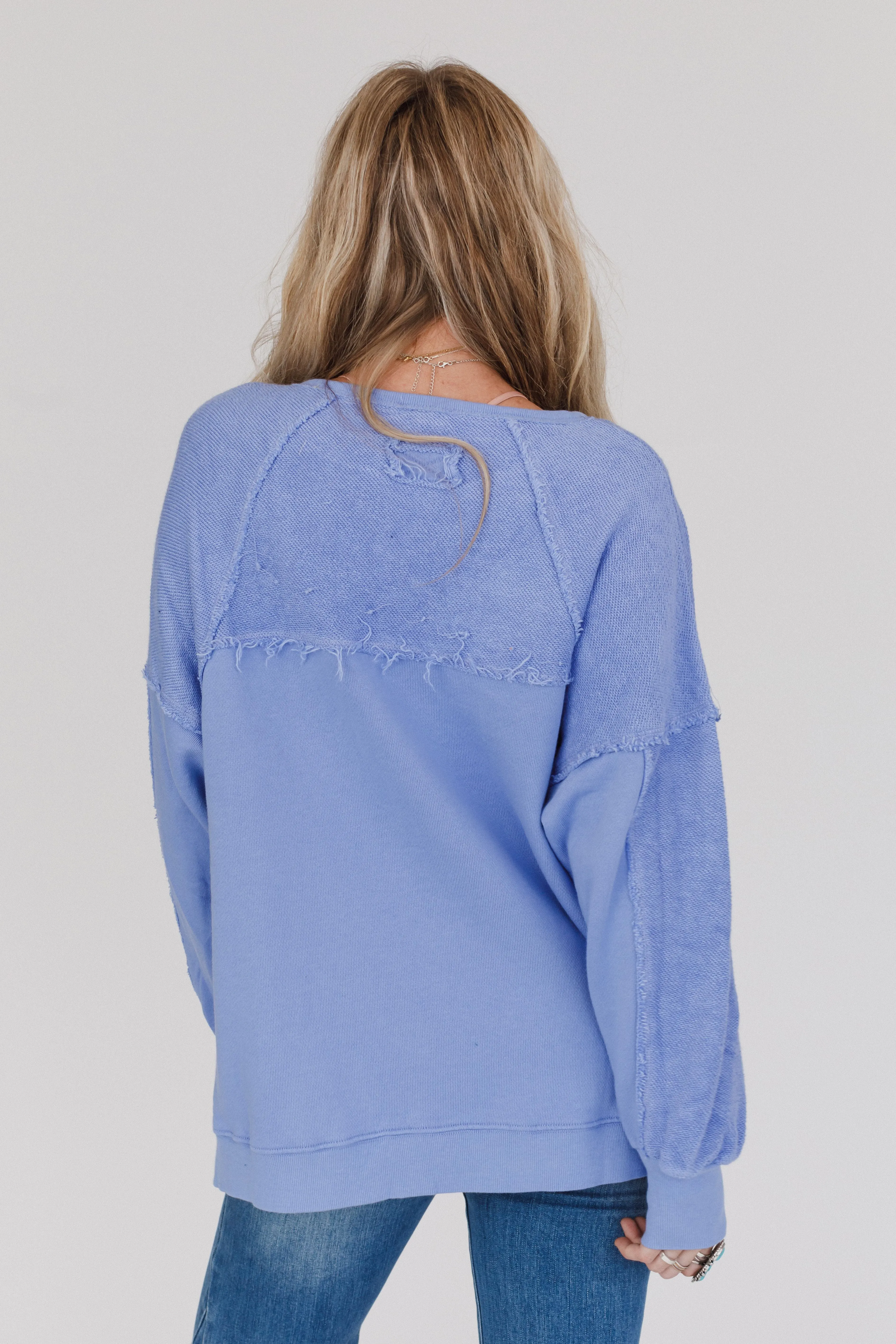 Whisper Willow Raw Edge Pullover - Blue