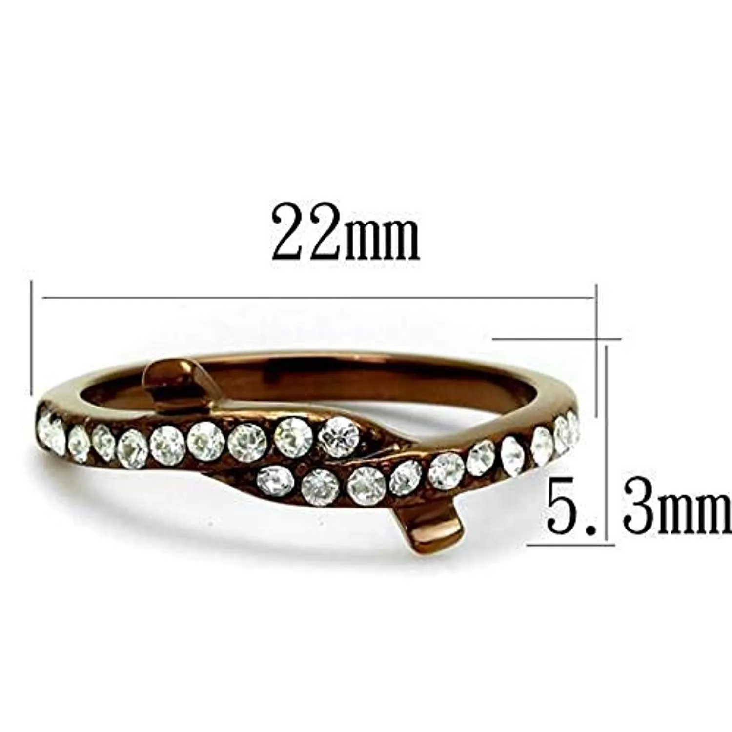 WildKlass Stainless Steel Ring IP Coffee Light Women Top Grade Crystal Clear