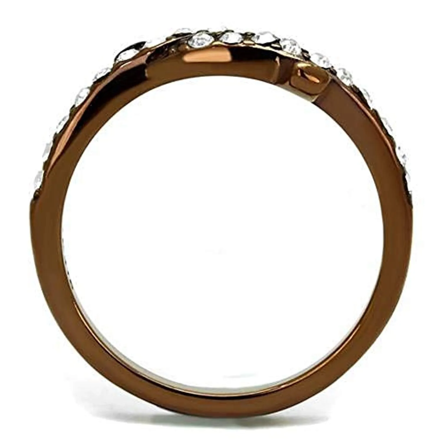 WildKlass Stainless Steel Ring IP Coffee Light Women Top Grade Crystal Clear